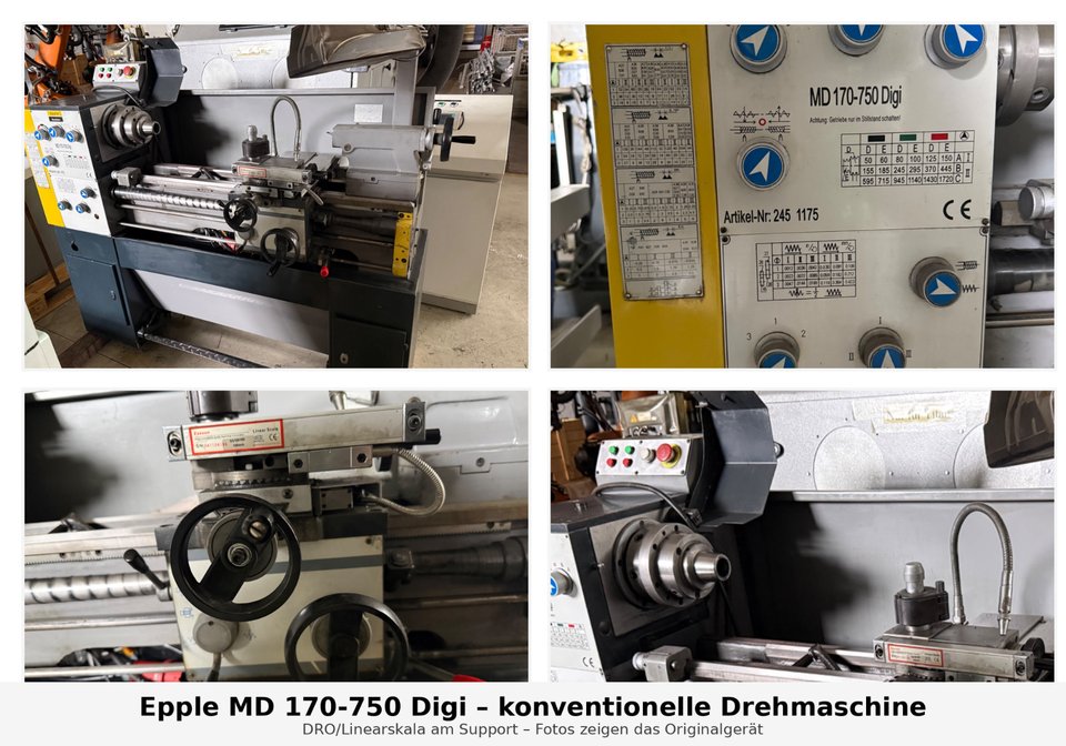 Epple MD 170-750 Digi Drehmaschine – konventionell – Linearskala