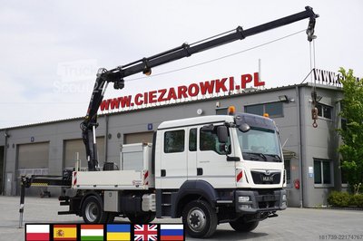 Pritschenwagen mit Kran   Doppelkabine MAN TGM 13.250 4x4/ HIAB 088 E-3 HIDUO crane gebraucht