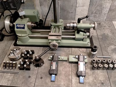 Emco Unimat SL Drehmaschine mit Fräsaufsatz und Zubehör