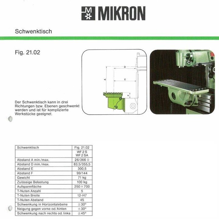 Angle Tables MIKRON 21.02 (WF 2) - Universaltisch