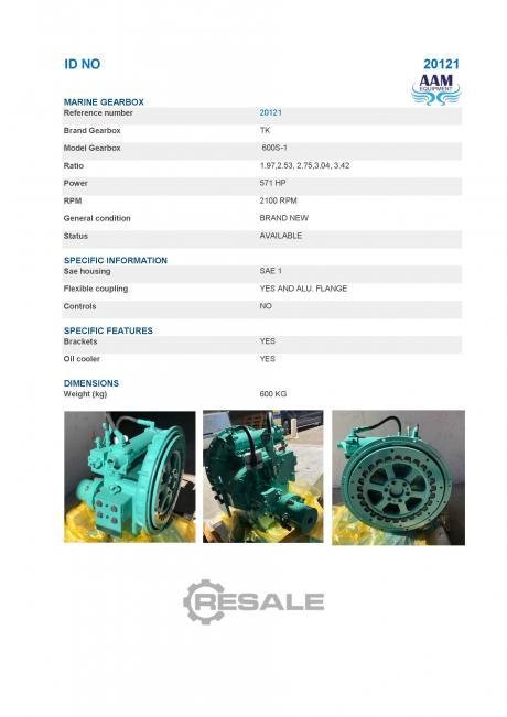Diesel engines MARINE GEARBOX FROM STOCK TK 700