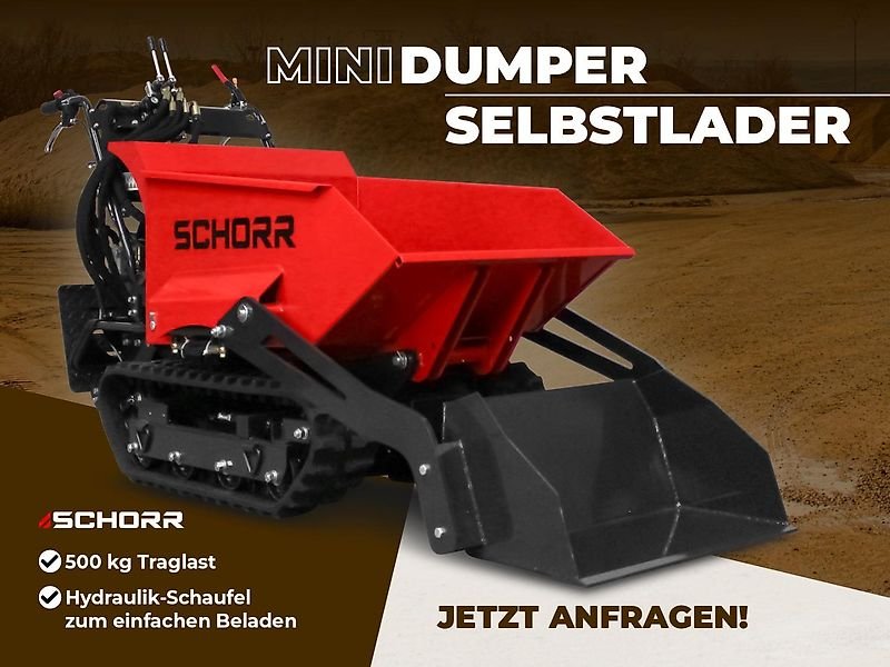 SCHORR Minidumper RR500DHKAS PRO [Selbstlader] 500kg Raupendumper Mulde Schaufeldumper Dumper selbstladend