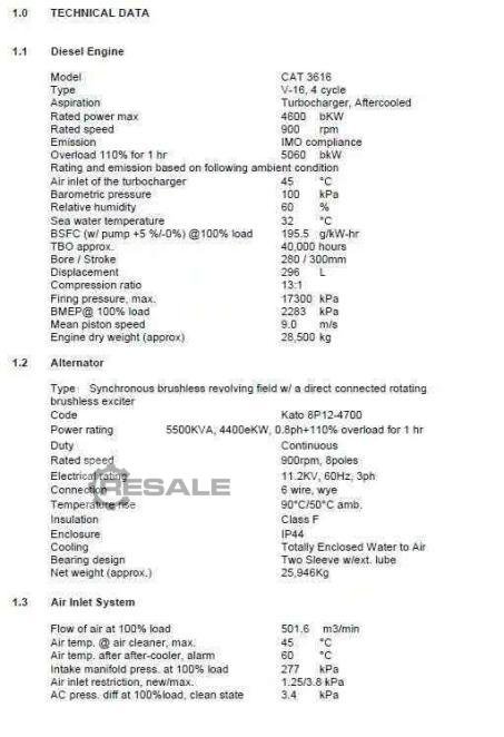 Diesel generators CATERPILLAR 3616