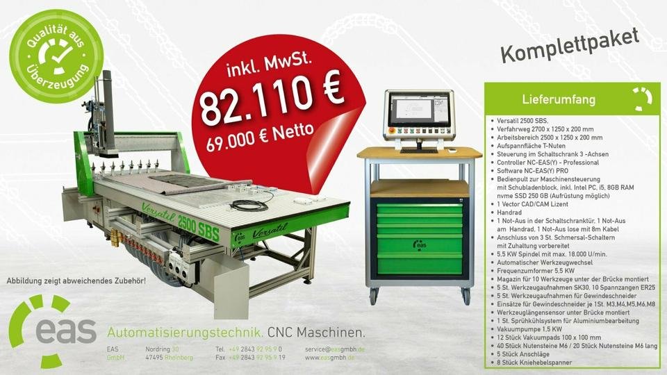CNC Fräse - Versatil 2500 SBS - EAS GmbH - 2700x1250mm / 82.110€*
