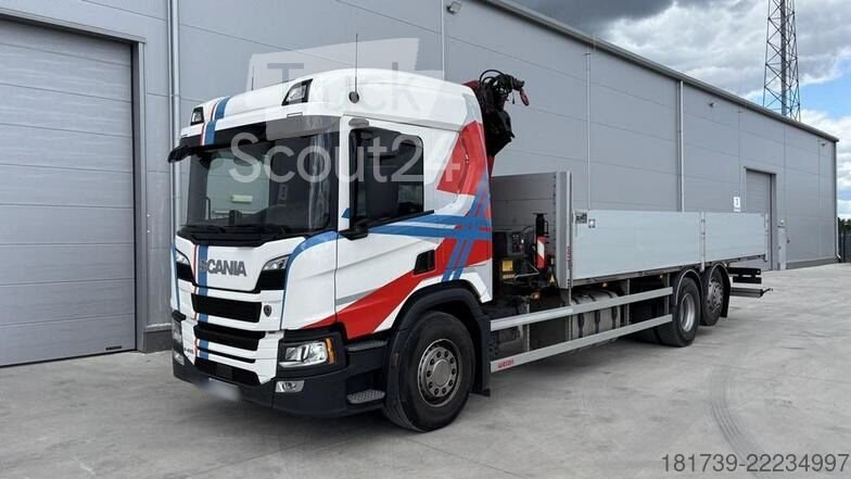 Plattform mit Kran SCANIA P410 B 6x2 / 2024 / 90 tho. km! / HMF gebraucht