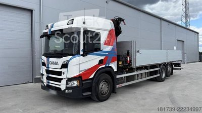 Plattform mit Kran SCANIA P410 B 6x2 / 2024 / 90 tho. km! / HMF gebraucht
