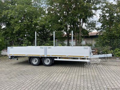 Anhänger mit offener Pritsche Möslein THT 11- G 6,2  Tandem Pritsche- Tieflader mit Rungentaschen neu