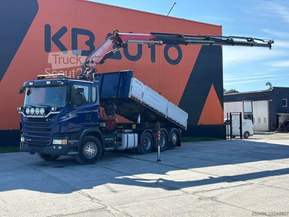 Kipper mit Kran Scania G 480 8x4*4 FASSI F260XP + JIB + GRAB / BOX L=5... gebraucht
