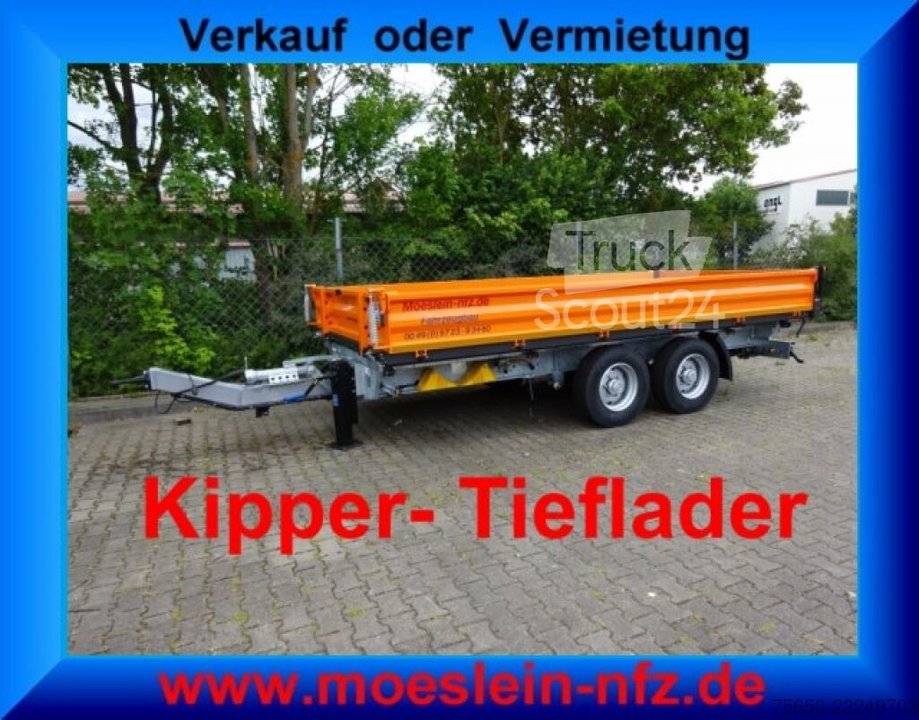 Kippanhänger Möslein TTD11 Orange  neuer Tandem 3- Seitenkipper Tieflader-- Neufahrzeug -- neu