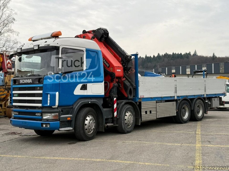 LKW mit Pritsche (offen) Scania 124.420  Kran 2008 Palfinger PK44002 + Jib 24m gebraucht