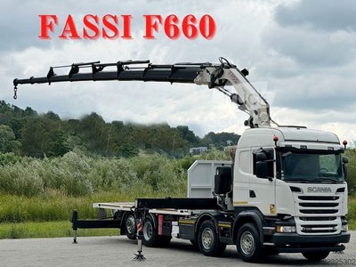 Autokran SCANIA R 580 * PLATFORM 8,40m * FASSI F660 + FUNK * 8x4 gebraucht