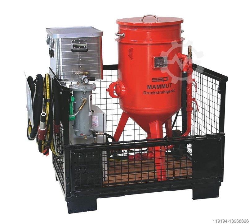Mammut 100 liter Druck-Sandstrahlgerät mit Quick-STOP Sicherheitsabschaltung