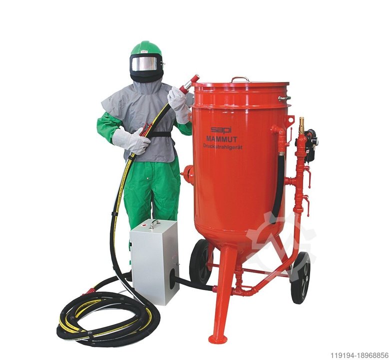 Mammut 200 liter Druck-Sandstrahlgerät mit Quick-STOP Sicherheitsabschaltung