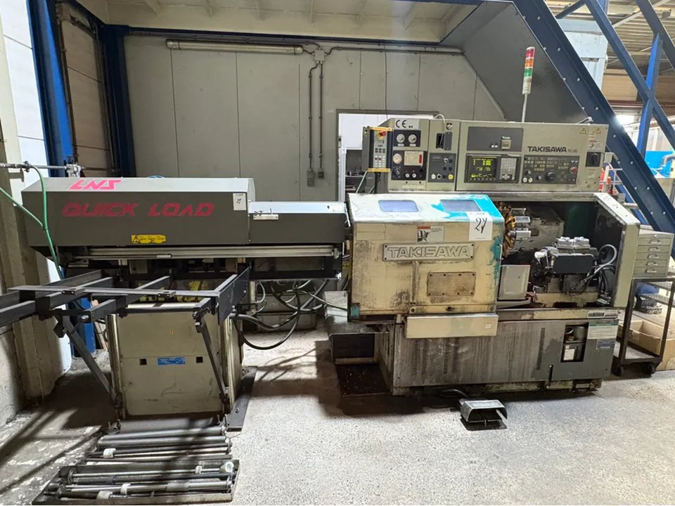 1995 Takisawa TC-20 CNC-Drehbank mit LNS-Stabzuführer