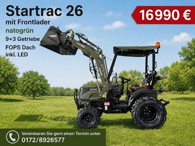 Startrac 26 mit Frontlader mit FOPS DACH Euro Aufnahme Kleintraktor NEU mit Mitsubishi Motor 26 PS Industriebereifung Ga