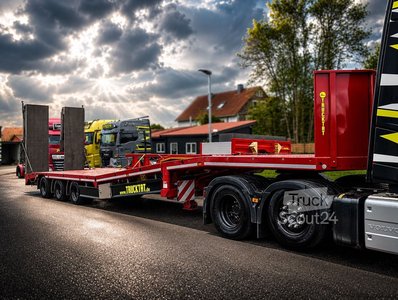 Tieflader-Sattelauflieger FLIEGL Hubtisch, Gitterrostboden, E-Hydr., Seilwinde gebraucht