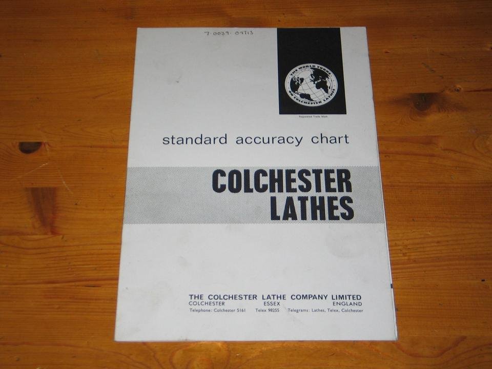 Originales Abnahmeprotokoll Colchester Drehmaschine Drehbank
