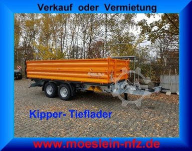 Möslein TTD11- BA Orange  neuer Tandem 3- Seitenkipper Tiefladermit Bordwand- Aufsatz-- Neufahrzeug --