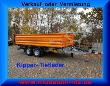 Möslein TTD11- BA Orange  neuer Tandem 3- Seitenkipper Tiefladermit Bordwand- Aufsatz-- Neufahrzeug --