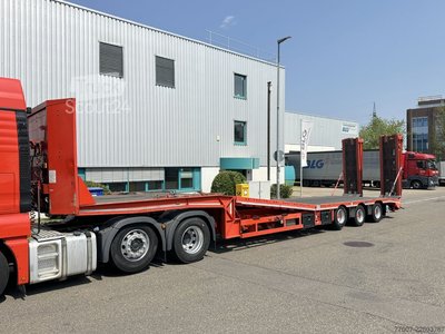 Tieflader-Sattelauflieger Rampen Meusburger MTS-3 hydr.klapp-Rampen Hebebett Lenkach gebraucht