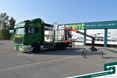 Holztransporter LKW SCANIA R580 V8 6x4 Palfinger Kabinenkran Epsilon Ret. gebraucht