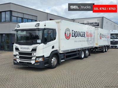 LKW mit Getränkeaufbau SCANIA P360 B6x2 4LB | 6D | Lenkachse | LdbW / KOMPLETT gebraucht