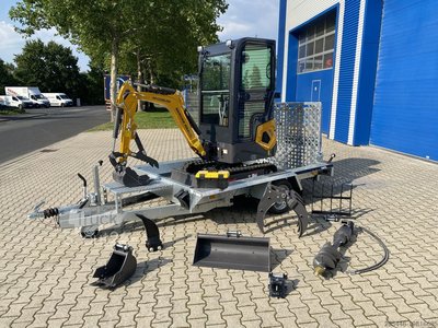 Minibagger mit Tieflader + Zubehörpaket Berger Kraus BK1250KJSR mit Kubota Motor Ausstellungsmaschine