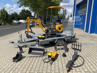 Minibagger mit Tieflader + Zubehörpaket Berger Kraus BK1000JS mit Schwenkarm *HERBSTAKTION* Ausstellungsmaschine