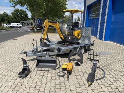Minibagger mit Tieflader + Zubehörpaket Berger Kraus BK1000JSR mit Schwenkarm *HERBSTAKTION* Ausstellungsmaschine