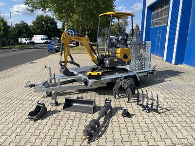 Minibagger mit Tieflader + Zubehörpaket Berger Kraus BK1000JS mit Schwenkarm *HERBSTAKTION* Ausstellungsmaschine