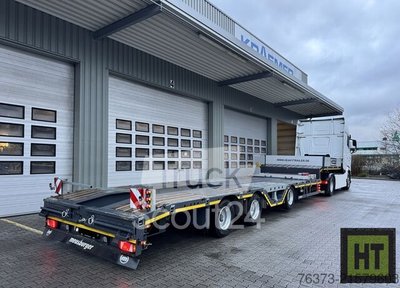Tieflader-Sattelauflieger Meusburger 3-Achs-Tele-Semi mit 1 Paar Radmulden gebraucht