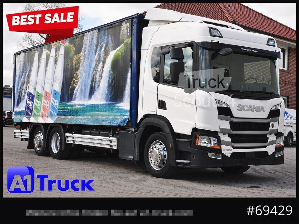 LKW mit Getränkeaufbau SCANIA P 320 P 6x2,, Getränke, Lenkachse, LBW: Dhollandia DHLM 30 gebraucht