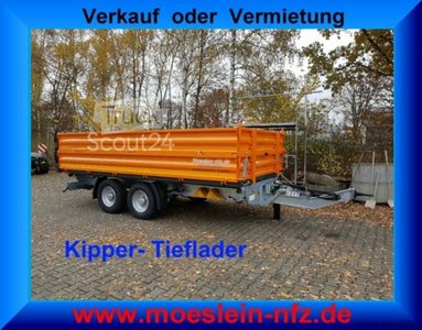 Kippanhänger Möslein TTD11- BA Orange  neuer Tandem 3- Seitenkipper Tiefladermit Bordwand- Aufsatz-- Neufahrzeug -- neu