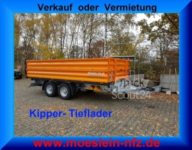 Kippanhänger Möslein TTD11- BA Orange  neuer Tandem 3- Seitenkipper Tiefladermit Bordwand- Aufsatz-- Neufahrzeug -- neu