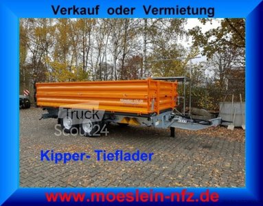 Kippanhänger Möslein TTD11- BA Orange  neuer Tandem 3- Seitenkipper Tiefladermit Bordwand- Aufsatz-- Neufahrzeug -- neu