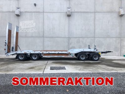 Tieflader Anhänger Möslein T 4 VB H1  neuer 4 Achs Tieflader hydraulischen Rampen neu
