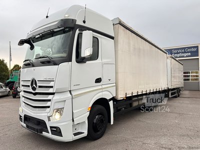 LKW mit Pritsche & Plane Mercedes-Benz Actros 2551 Komplettzug + WEB-Anhänger SOFORT gebraucht