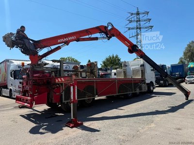 Auflieger mit offener Pritsche LANGENDORF Baustoff/Atlas Kran AK300.1/Steinpresse/Hydr./ gebraucht