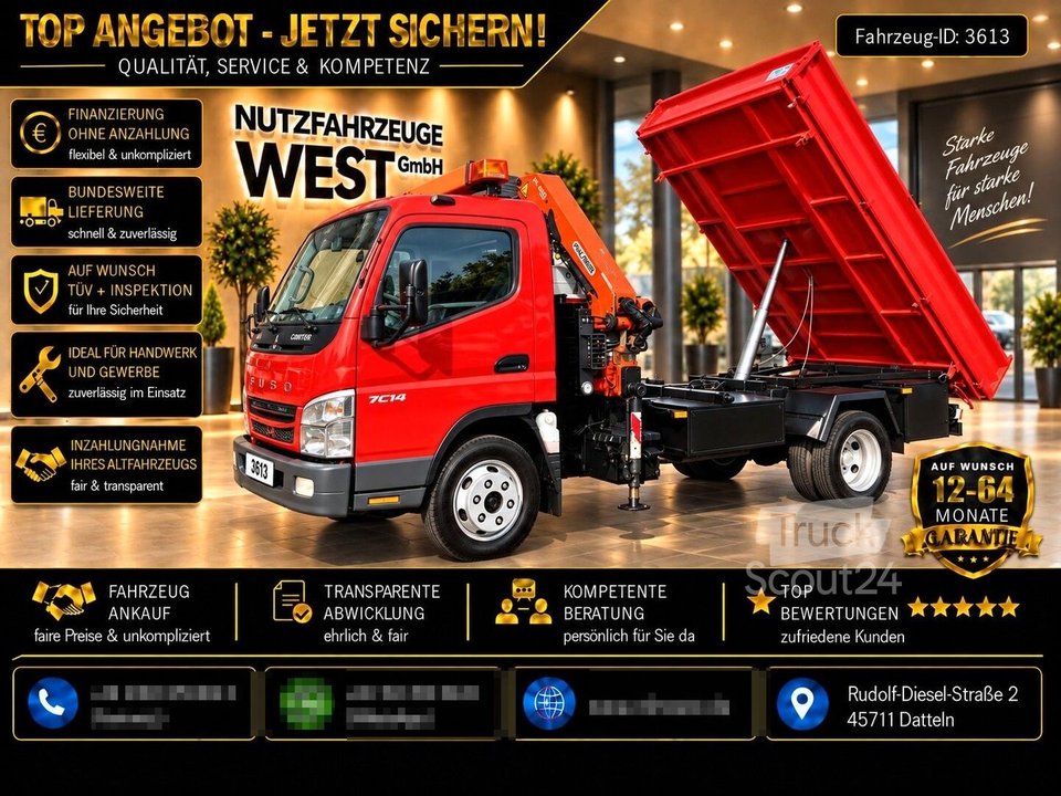 Transporter mit Kipper MITSUBISHI Canter 7c14 *3S.Kipper+Palfinger Kran PK 4100C gebraucht