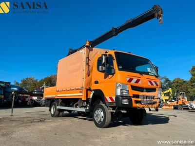Transporter mit Pritsche & Plane MITSUBISHI Fuso Canter 6C18/Kran HIAB/4x4 Allrad/Klimai gebraucht