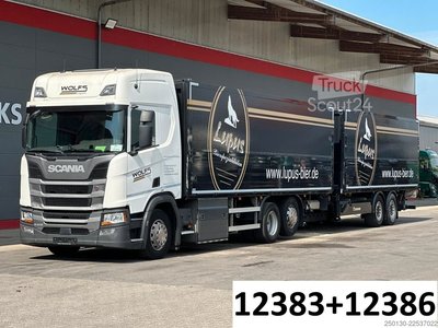 LKW mit Getränkeaufbau SCANIA R410 6x2 LL EWERS Getränketransport Zug mit LBW gebraucht