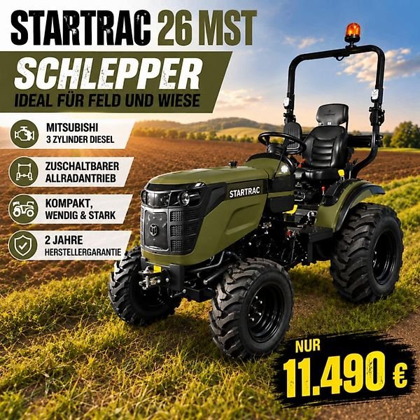 Startrac 26 mit Industriebereifung Kleintraktor mit Mitsubishi Motor 26 PS Straßenzulassung Garantie Traktor Allrad Schl