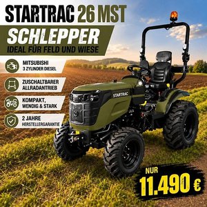 Startrac 26 mit Industriebereifung Kleintraktor mit Mitsubishi Motor 26 PS Straßenzulassung Garantie Traktor Allrad Schl