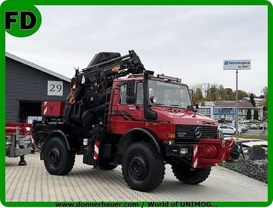 Mercedes-Benz Unimog U2150 mit Mega Kran, JIB mit Seilwinde, Ideal für Zimmerei