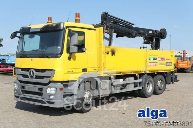 LKW mit Pritsche (offen) MERCEDES-BENZ 2536 L Actros 6x2, Hiab 211DL-4PRO, Klima, AHK gebraucht