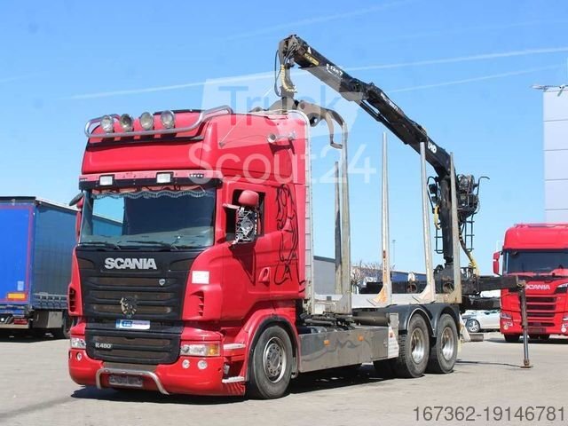 Holztransporter LKW SCANIA R 480, CRANE LHO L120Z(78), 6X4, RETARDER gebraucht