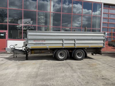 Holztransport Anhänger Möslein DTD18  19 t Tandemkipper- Tieflader + Steckrungen, Breite Reifen gebraucht
